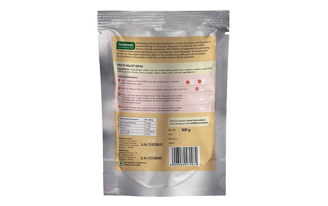 Farmveda Multi Millet Dosa    Pack  500 grams